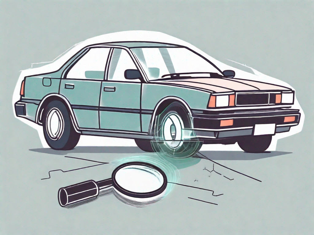 A car with a magnifying glass hovering over it