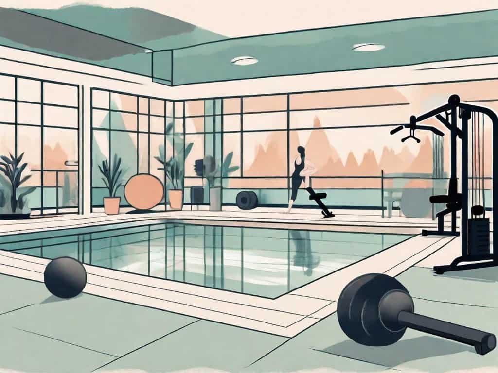 A health club with various amenities like a swimming pool