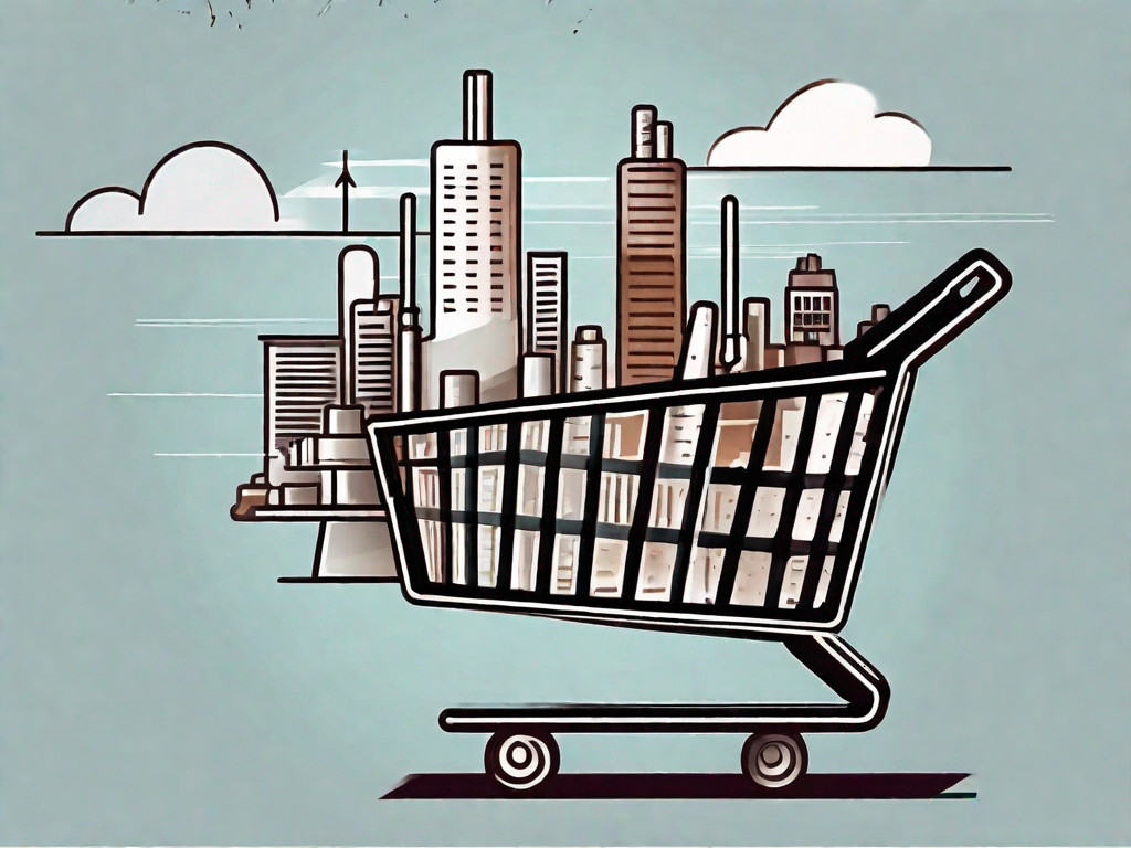 A shopping cart filled with various industrial tools and equipment