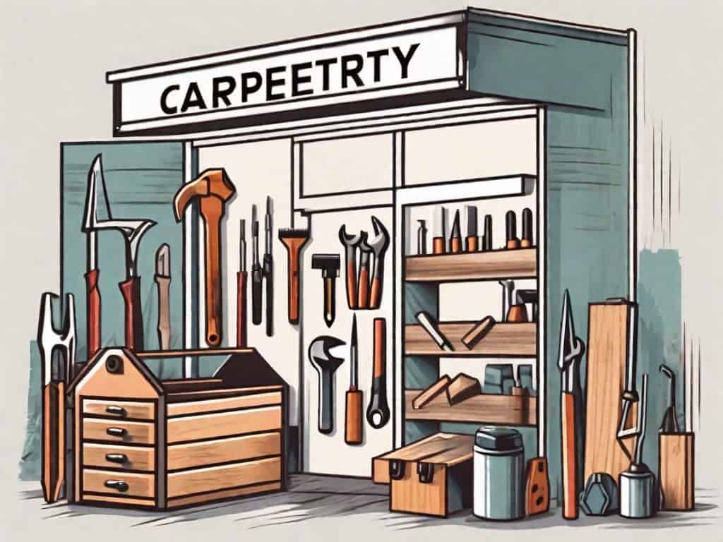 A toolbox with various carpentry tools