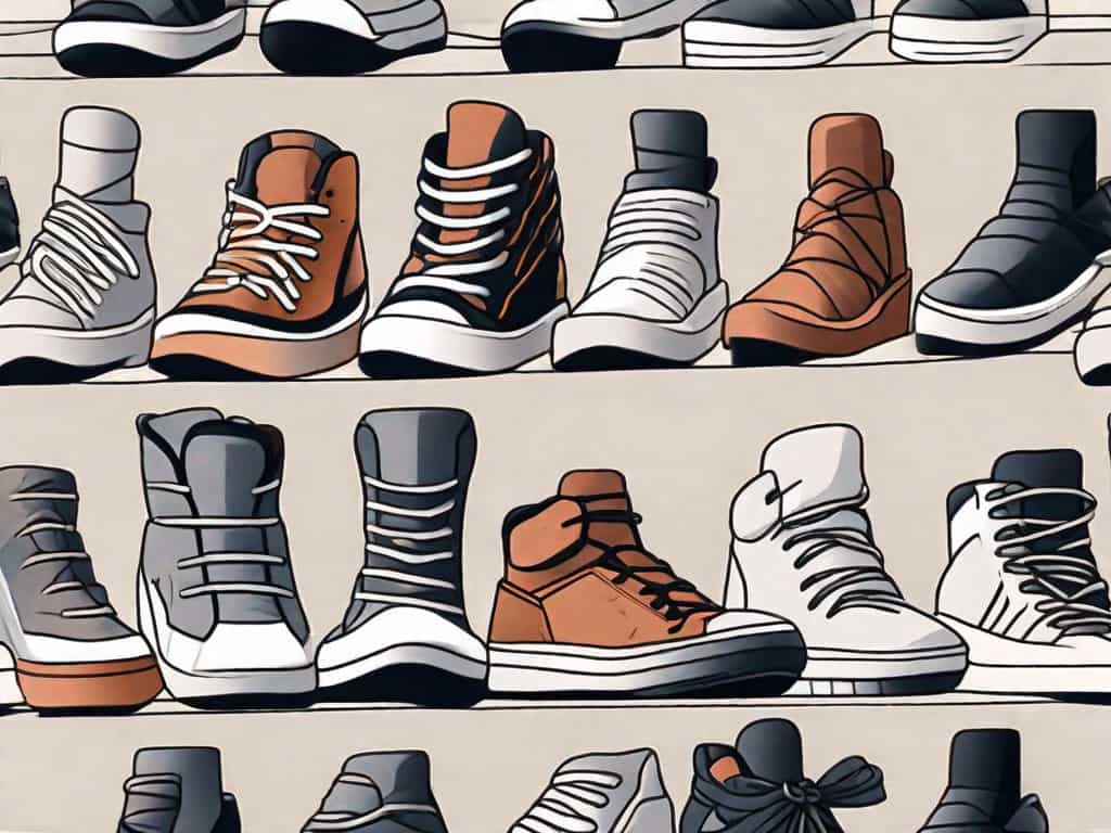 A variety of footwear like sneakers