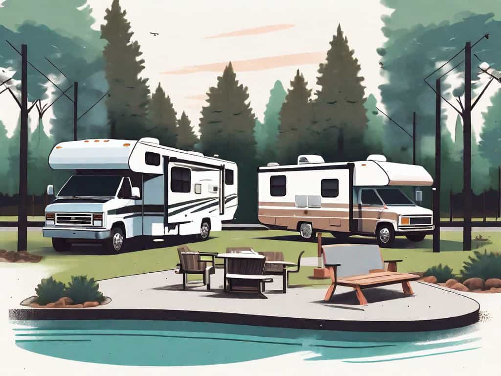 An rv park with various types of rvs parked in lots