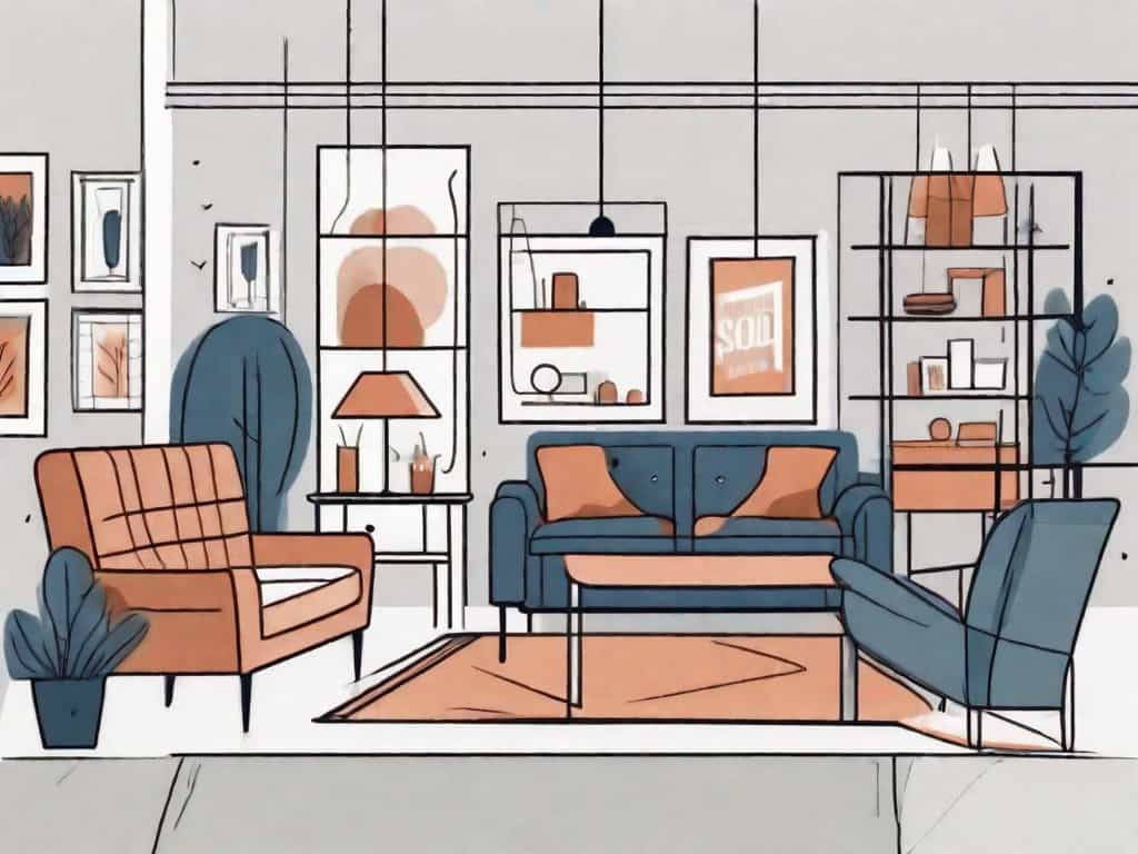 A furniture store with a sold sign hanging on the front