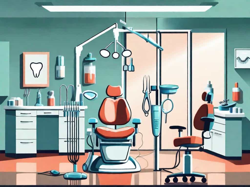 A dental clinic with a large "for sale" sign in the front