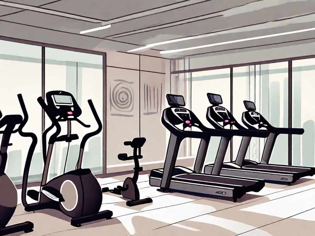 A fitness center with a for-sale sign in front