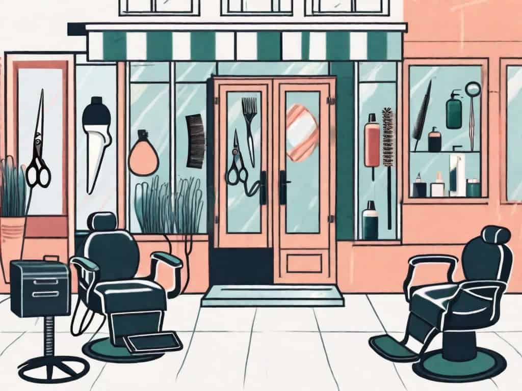 A hair salon with a "for sale" sign in the window