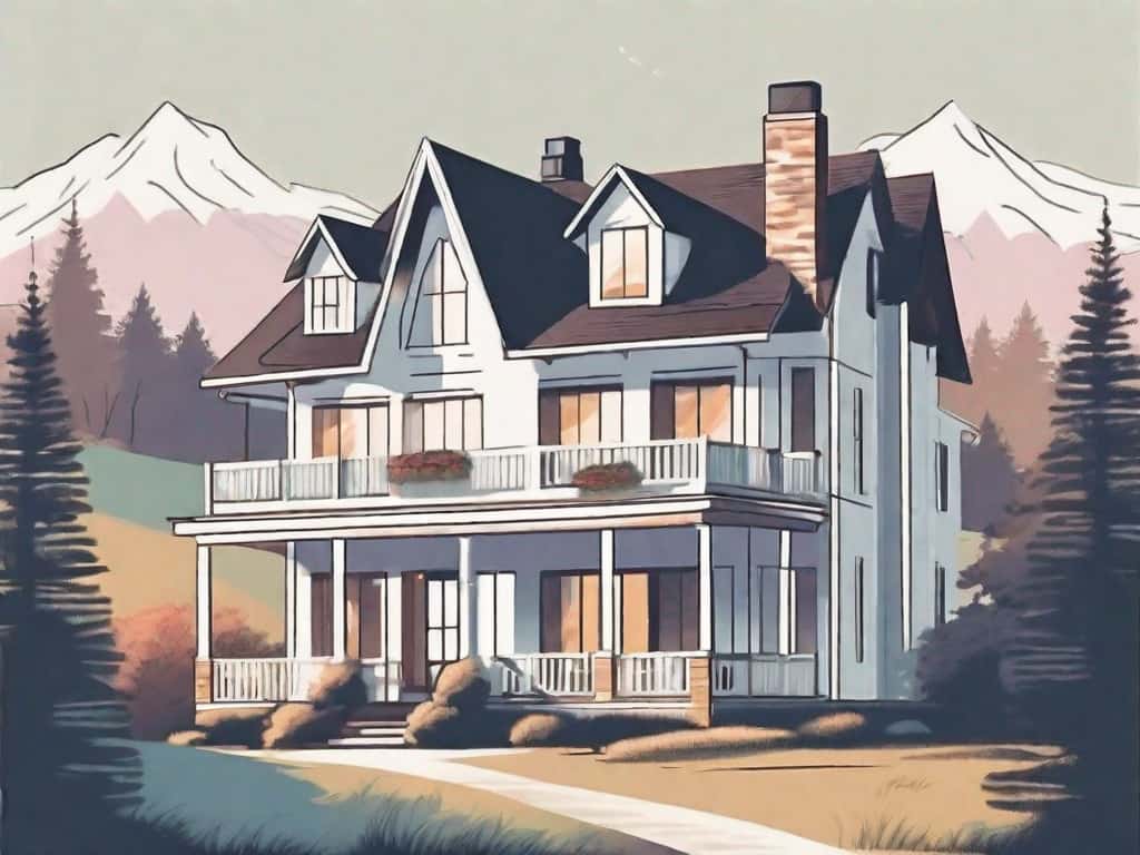 A charming bed and breakfast inn with a "for sale" sign in the front