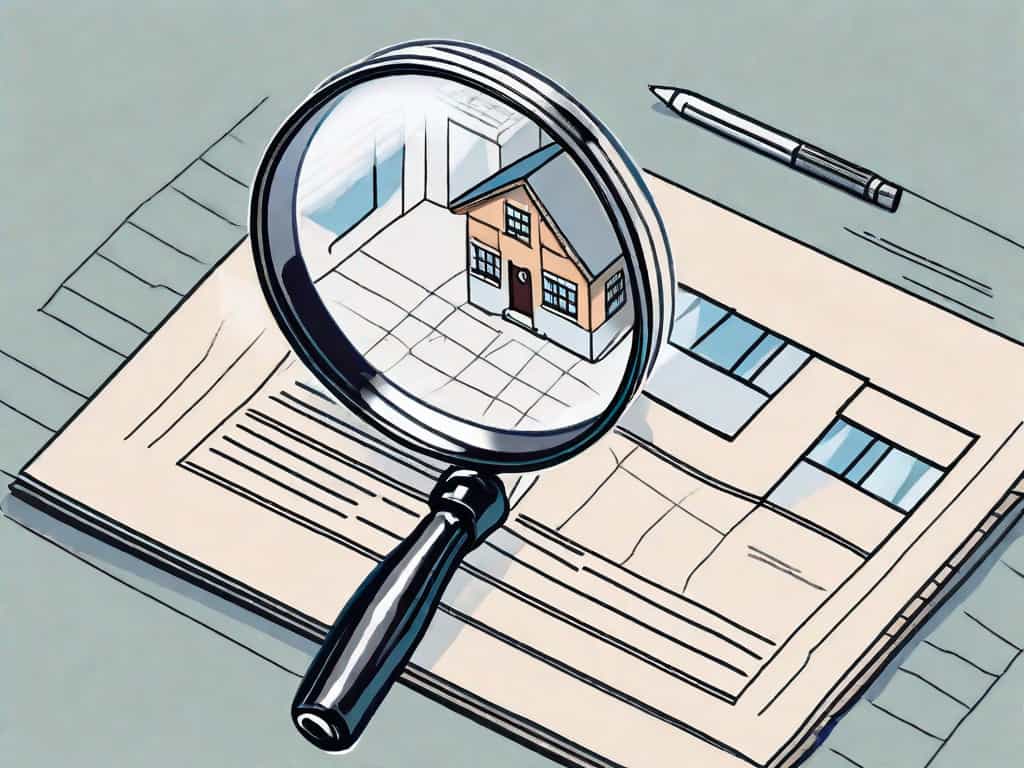 A magnifying glass hovering over a miniature model of a real estate appraisal firm