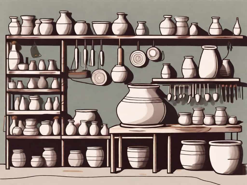 A pottery studio complete with a pottery wheel