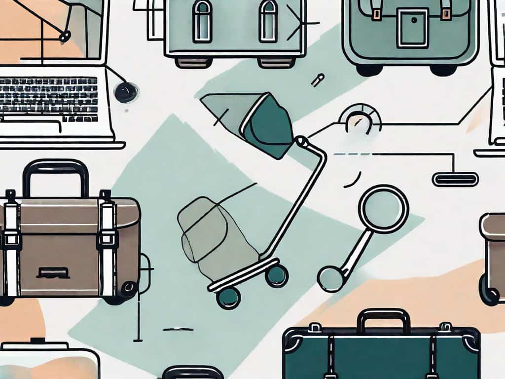 A shopping cart containing various elements symbolizing a recruitment agency