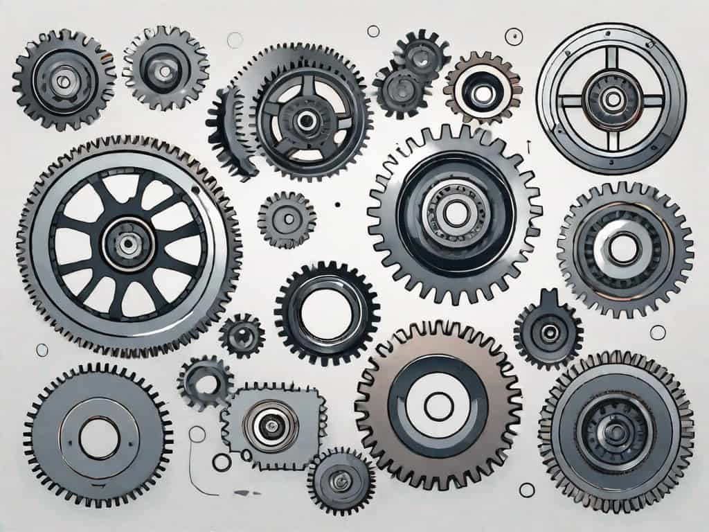 A variety of auto parts like gears