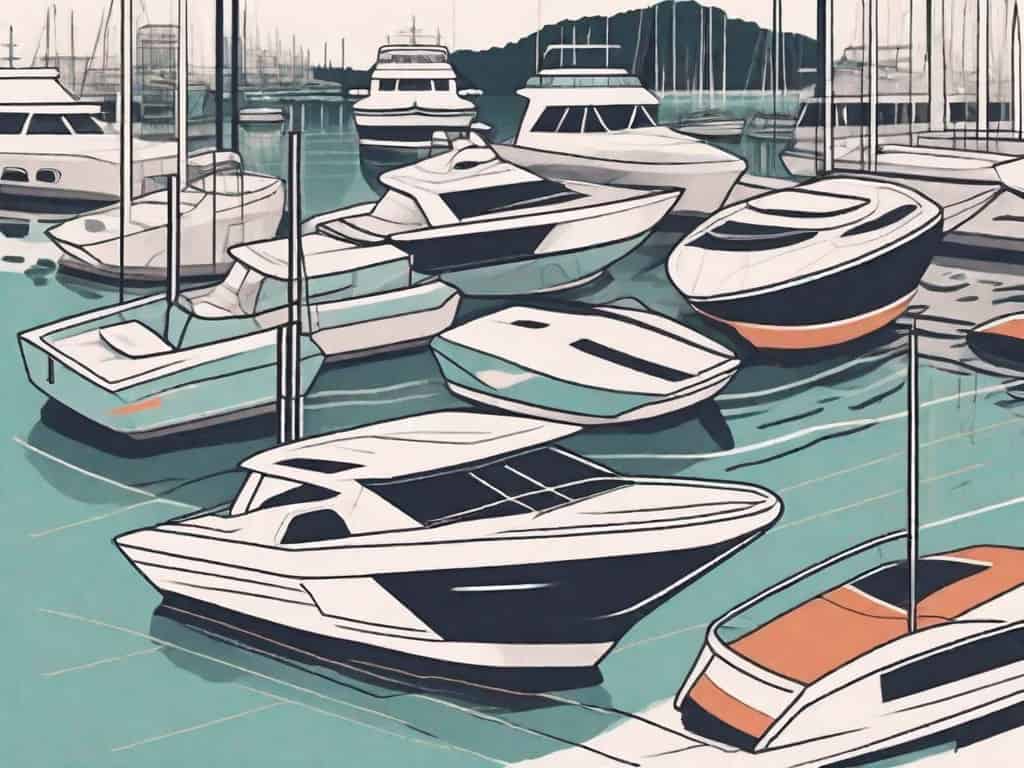 A marina filled with various types of boats