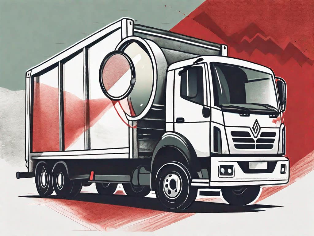 A waste management truck with a magnifying glass hovering over it