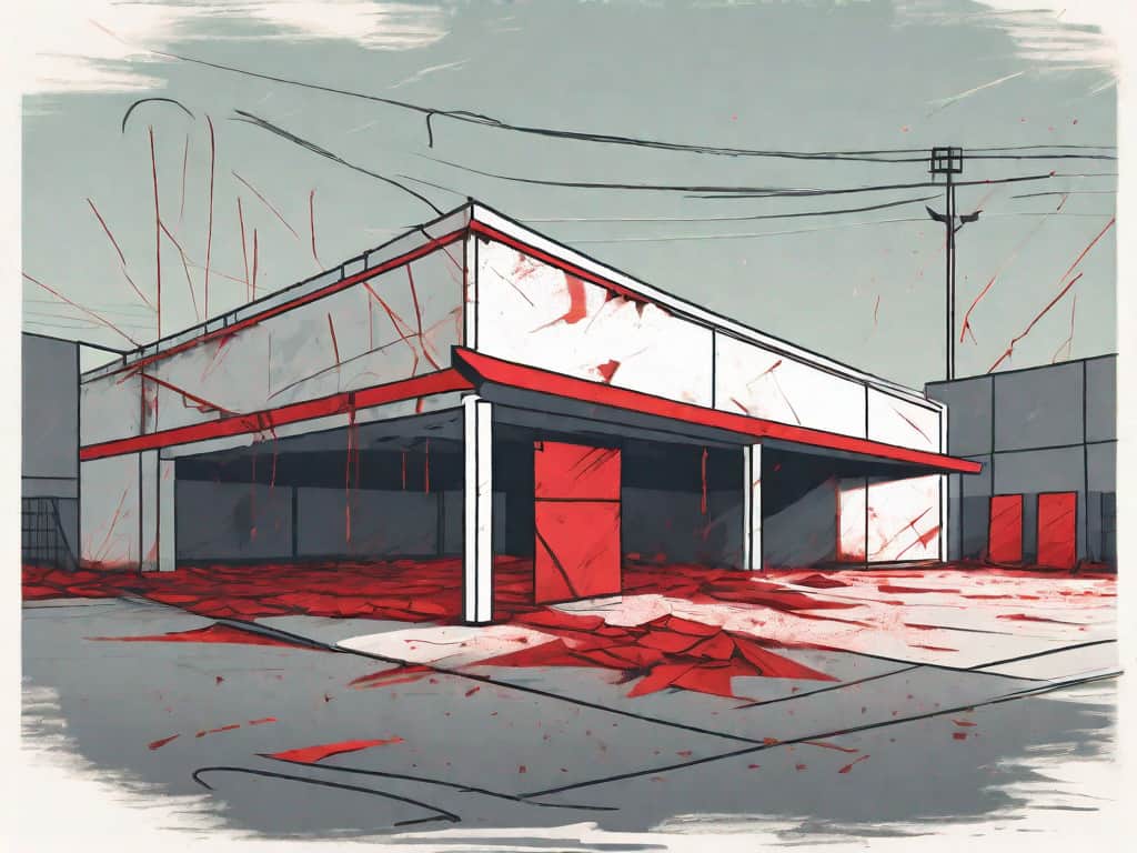 A martial arts dojo with various symbolic red flags