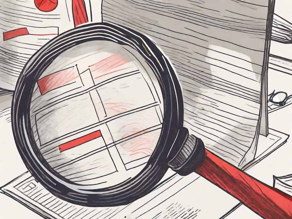 A magnifying glass hovering over a portfolio of stocks and bonds