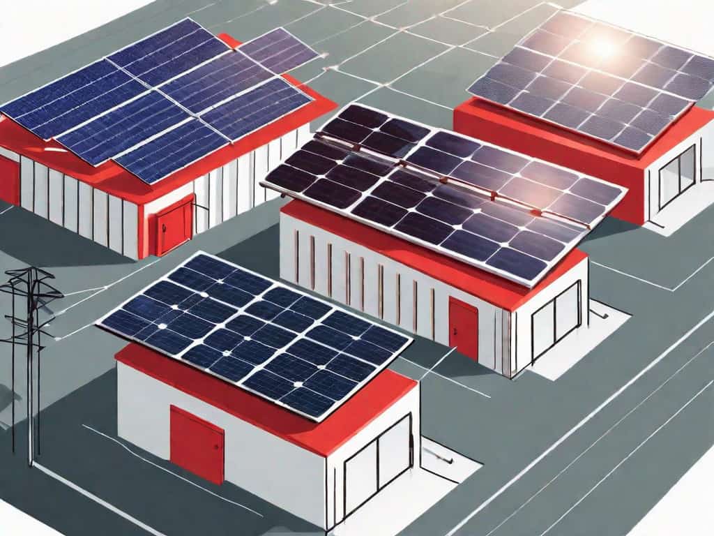 A solar panel company building with surrounding solar panels