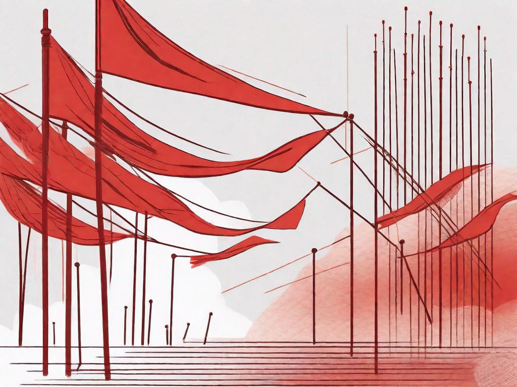 An acupuncture clinic with symbolic red flags flying over it