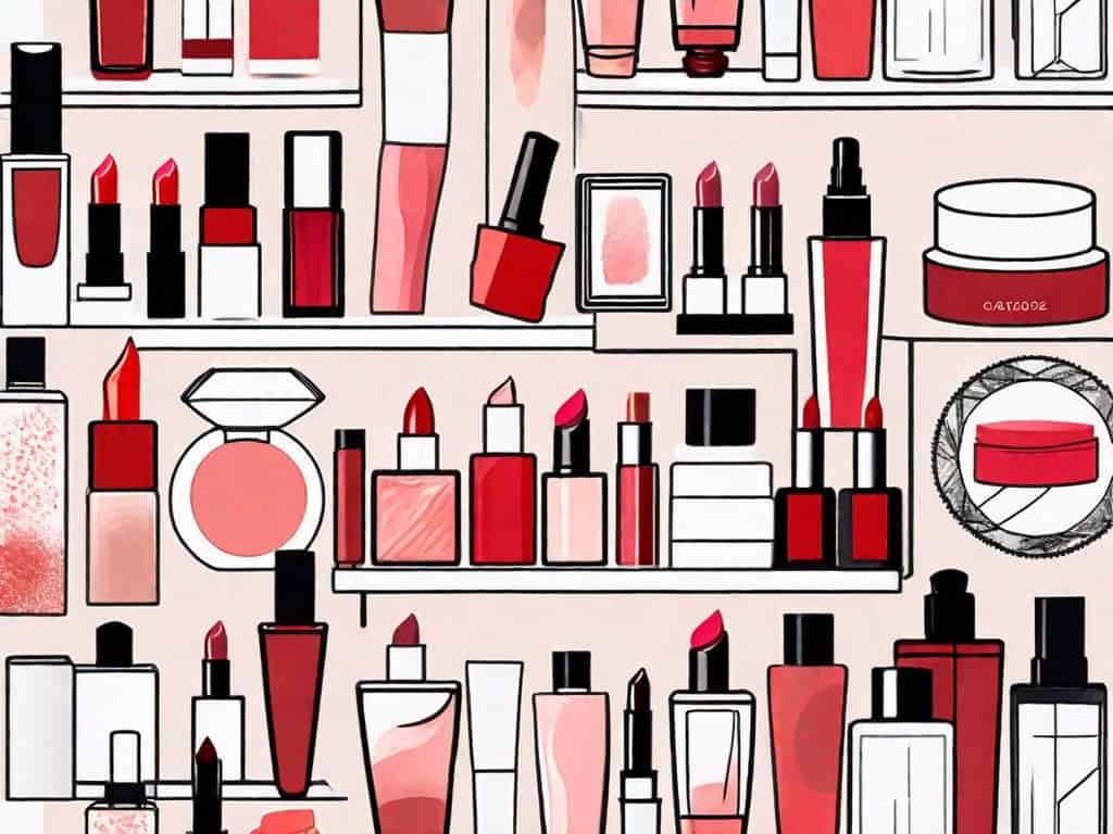 A beauty product store with various items such as lipsticks