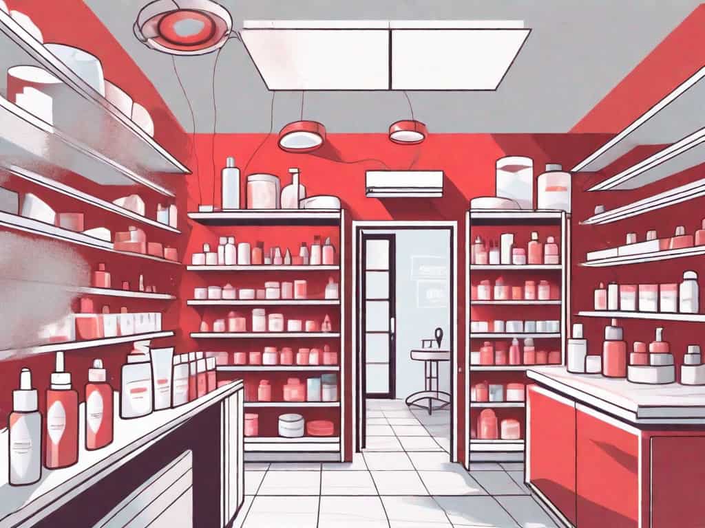 A pristine skincare clinic with a magnifying glass hovering over it