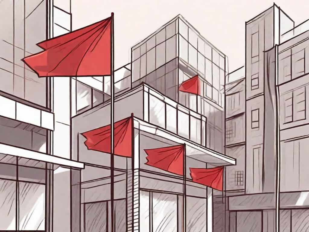 A supermarket chain with red flags sprouting from the rooftops