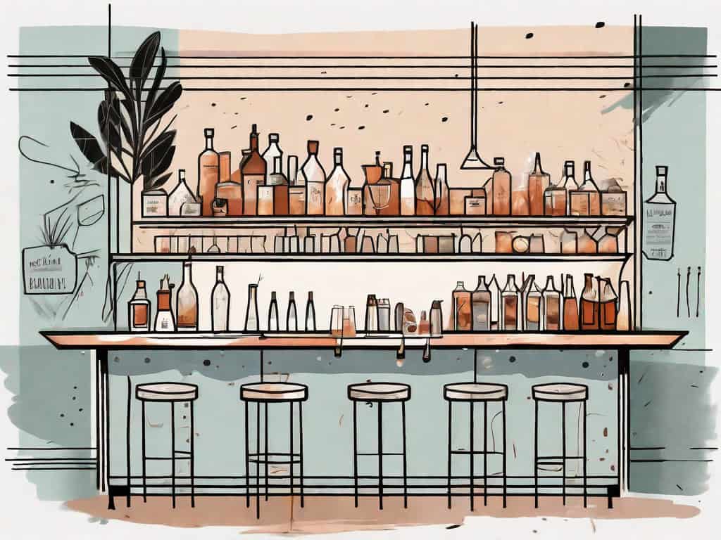 A craft cocktail bar with subtle signs of neglect such as peeling paint