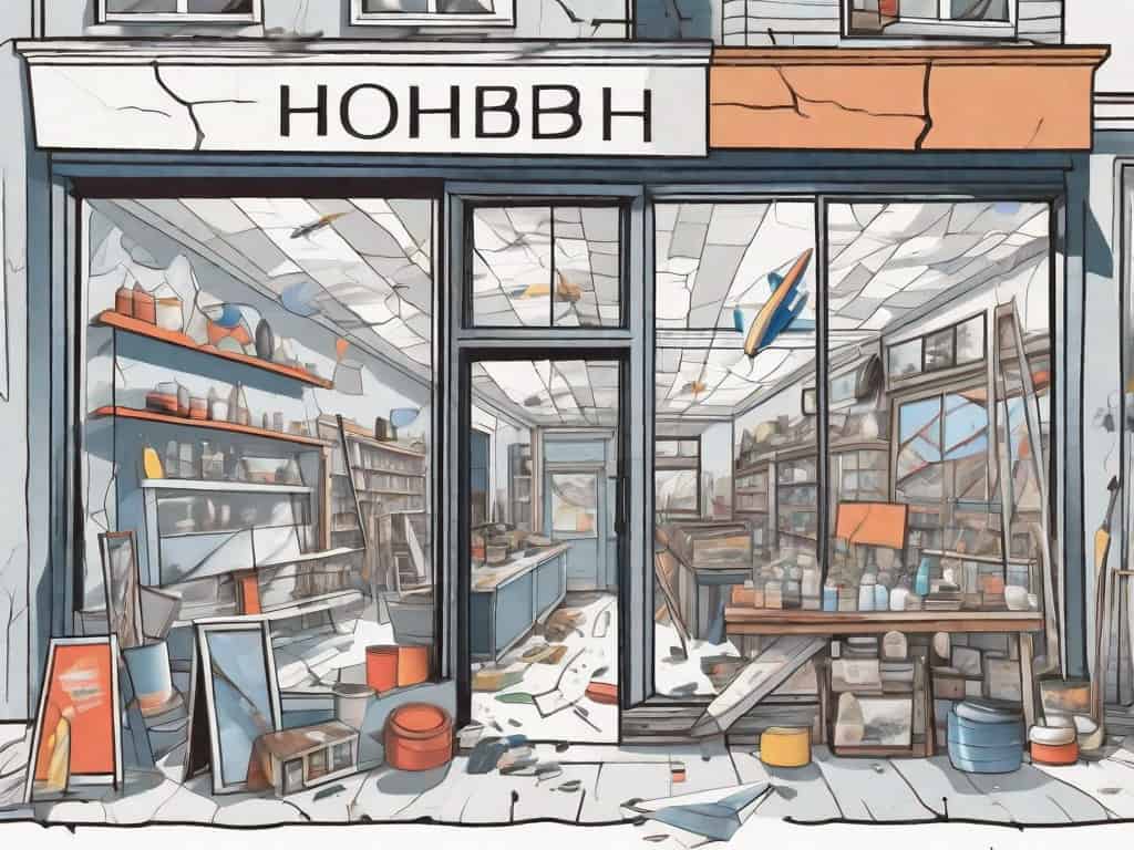 A hobby shop with visible signs of disrepair