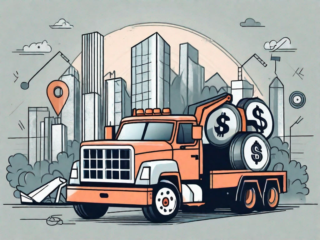 A towing truck with a for-sale sign on it