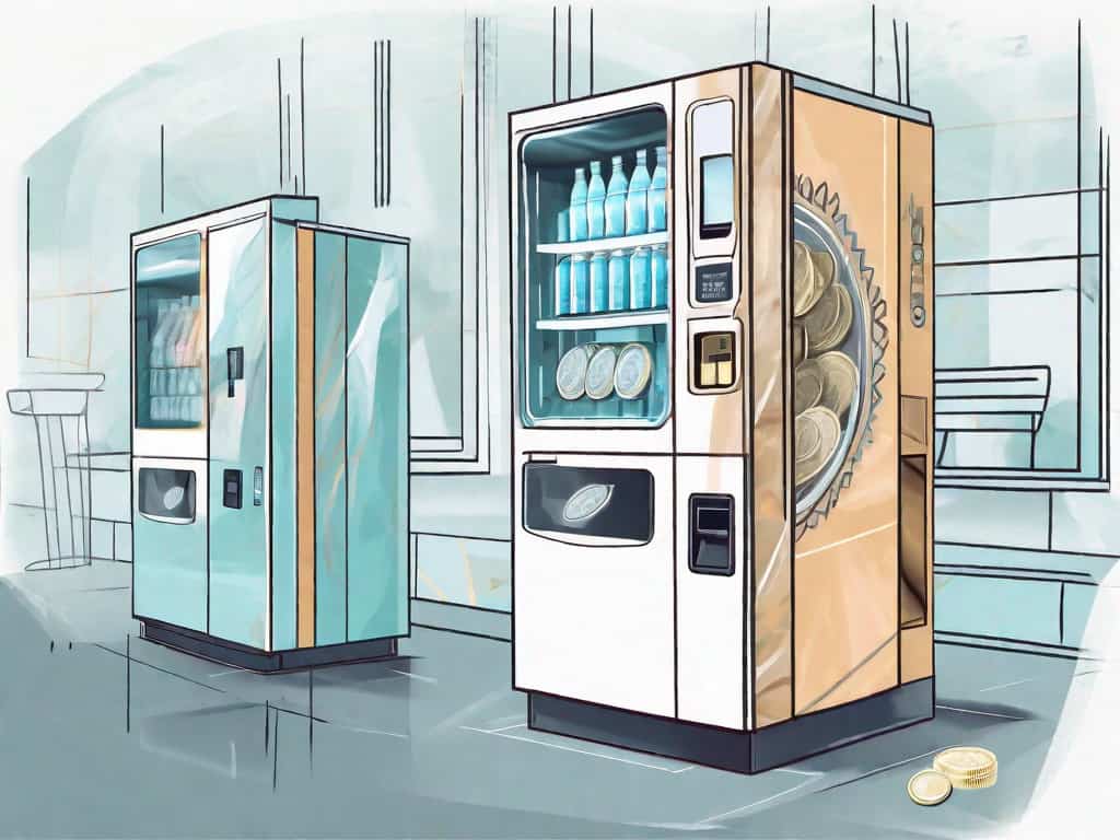An ice vending machine with a magnifying glass hovering over it