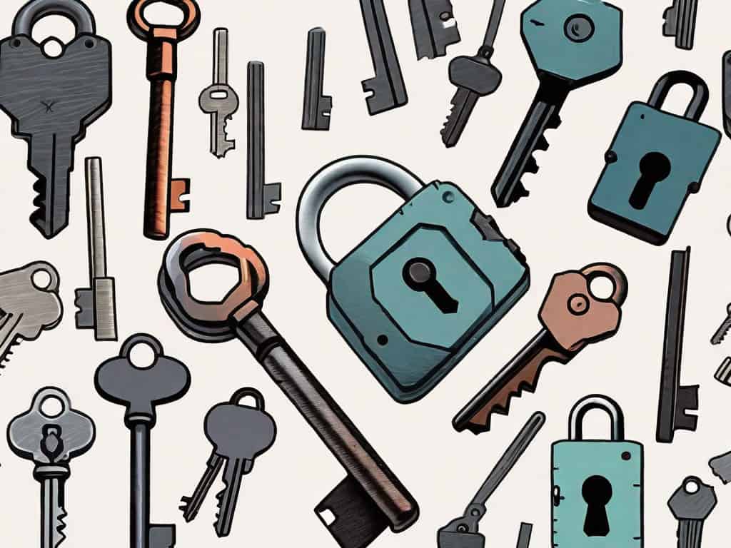 A set of various types of keys