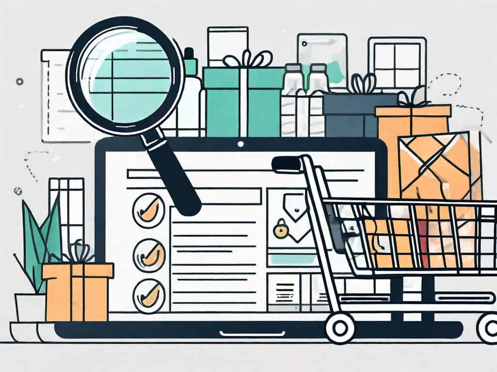 An online shopping cart filled with various products