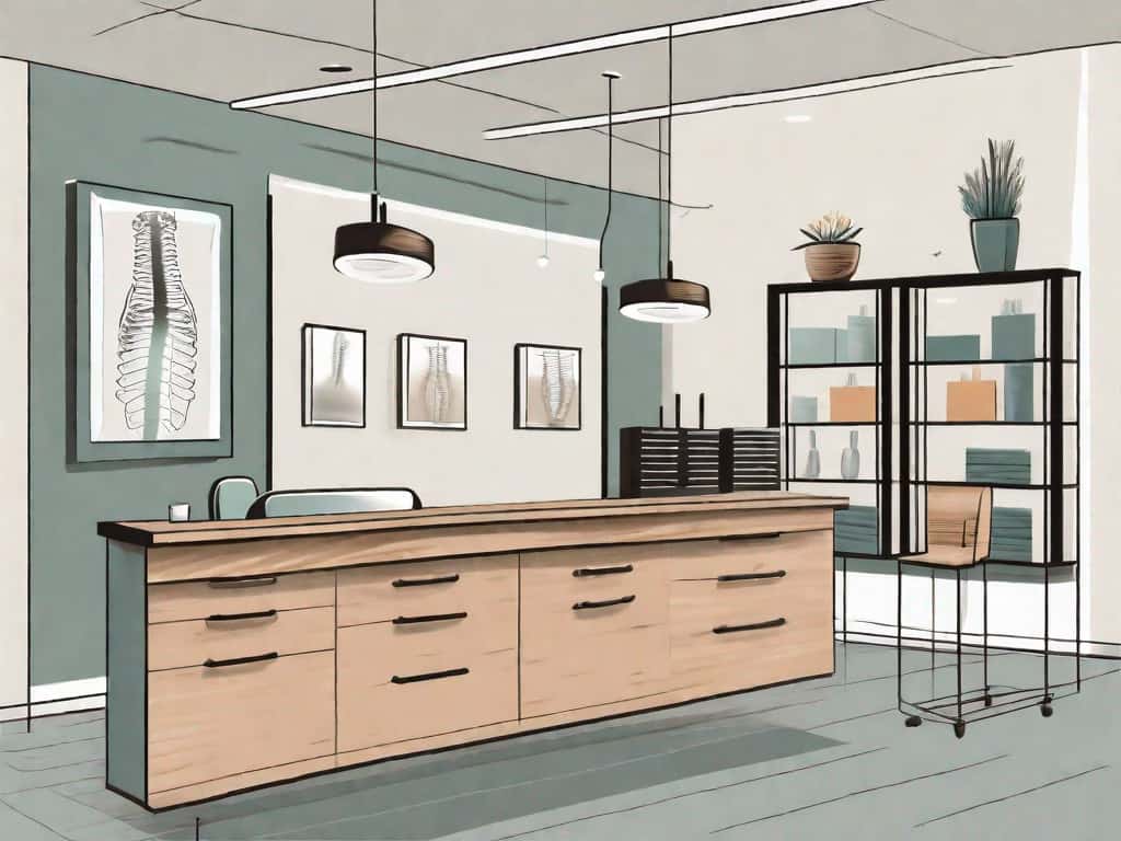 A chiropractic office with visible elements like a chiropractic table