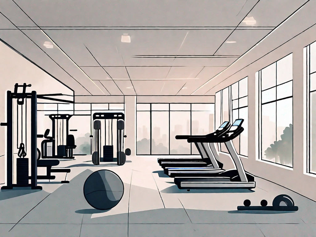 A fitness center with different workout zones like cardio