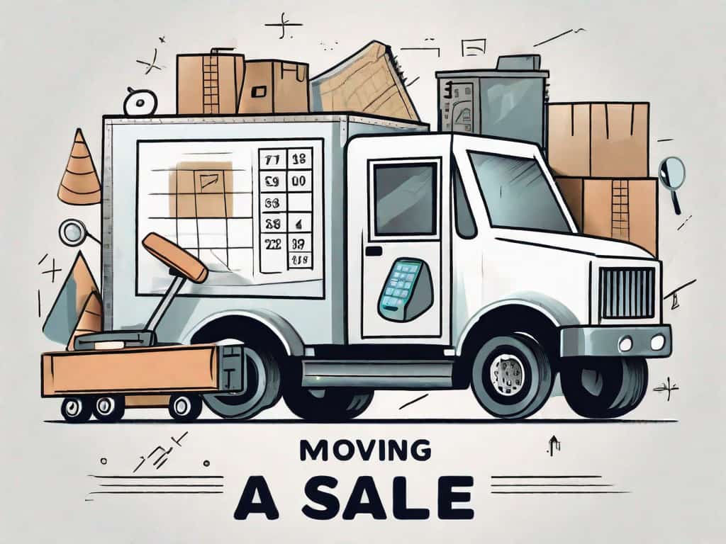 A moving truck with a for sale sign