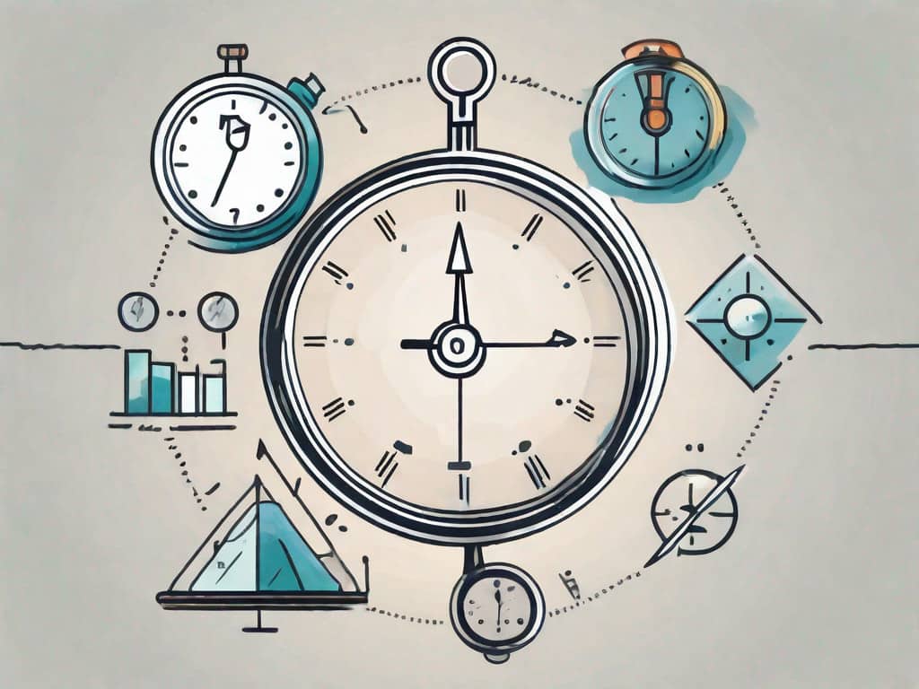 A magnifying glass hovering over a set of symbolic icons representing key factors such as a piggy bank (for financial aspects)