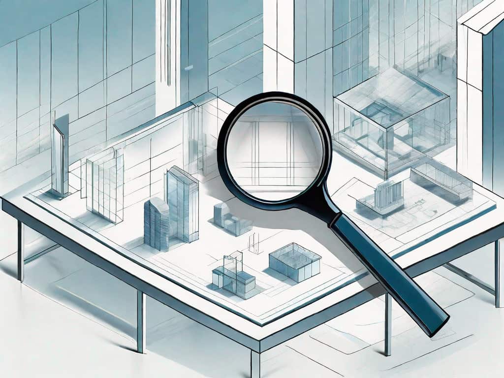 A magnifying glass examining a stylized