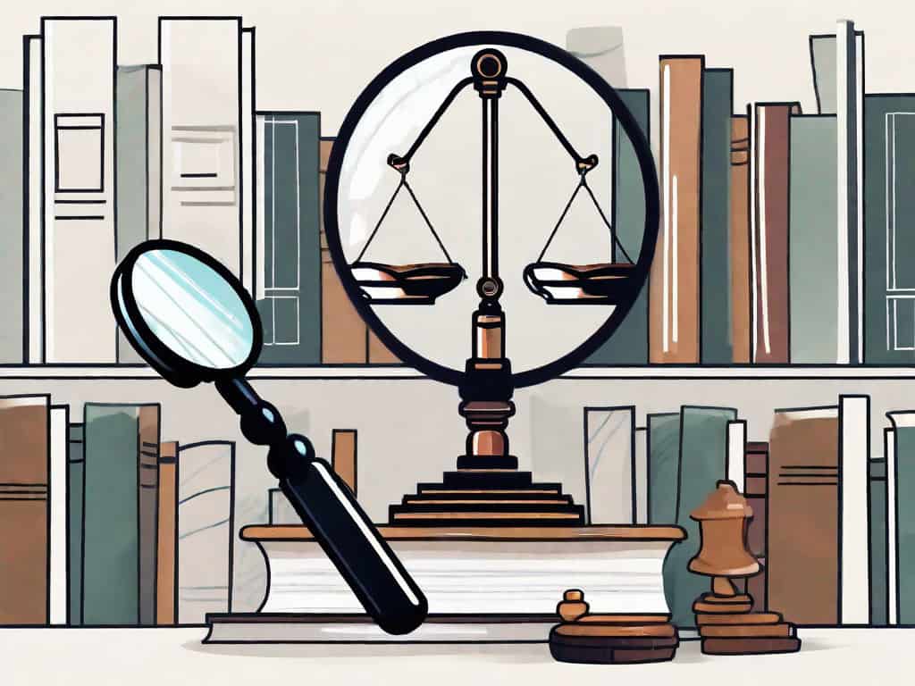 A magnifying glass focusing on a stack of books