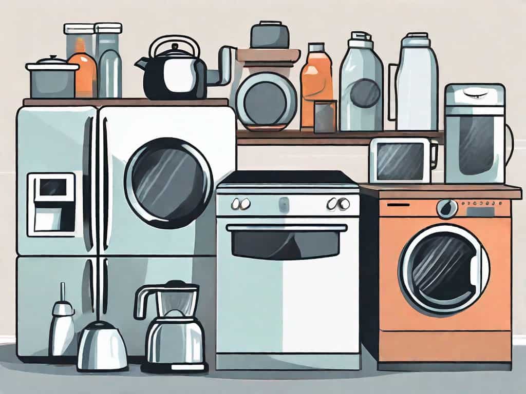 A variety of home appliances like a refrigerator
