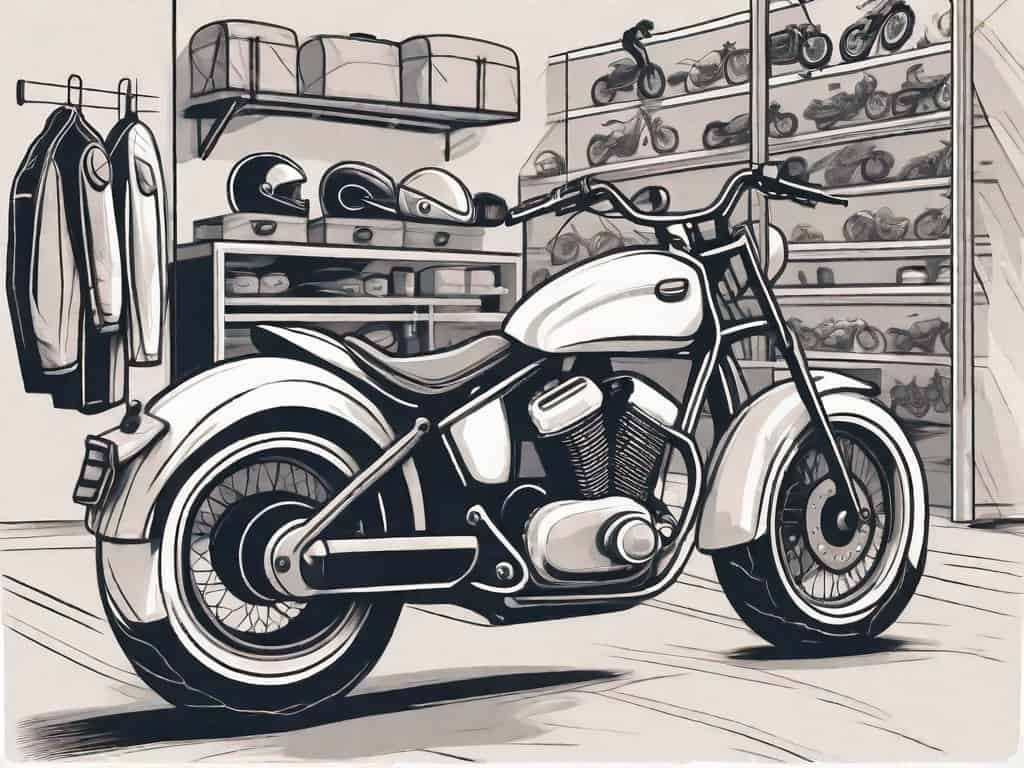 A well-organized motorcycle shop with various types of motorcycles