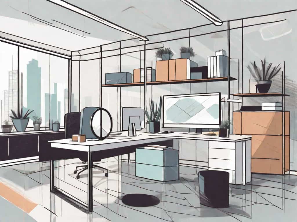 A well-designed office space showcasing various elements of interior design
