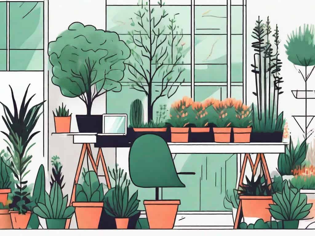 A vibrant landscaping company with various gardening tools