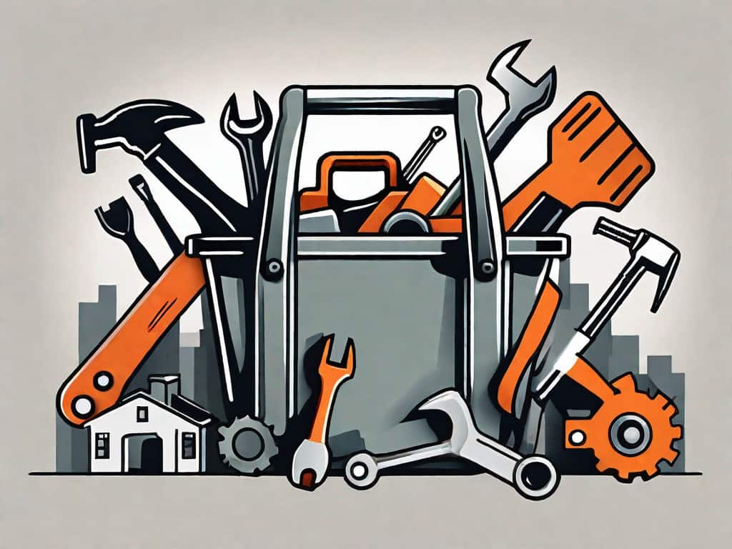 A toolbox with various tools like a hammer