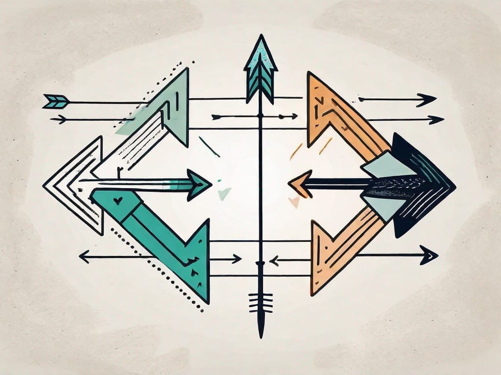 Two different types of arrows merging into one