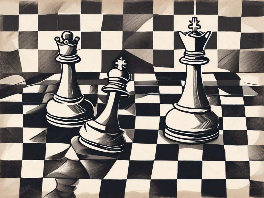 Two chess pieces - a king (representing management buyout) and a queen (representing strategic acquisition) - on a chessboard