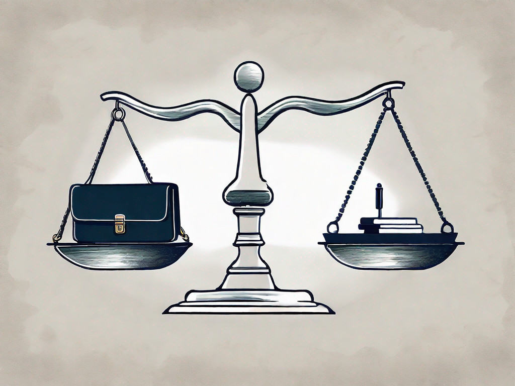 A balance scale with a briefcase (representing a proprietary deal) on one side and a gavel (representing an auction deal) on the other