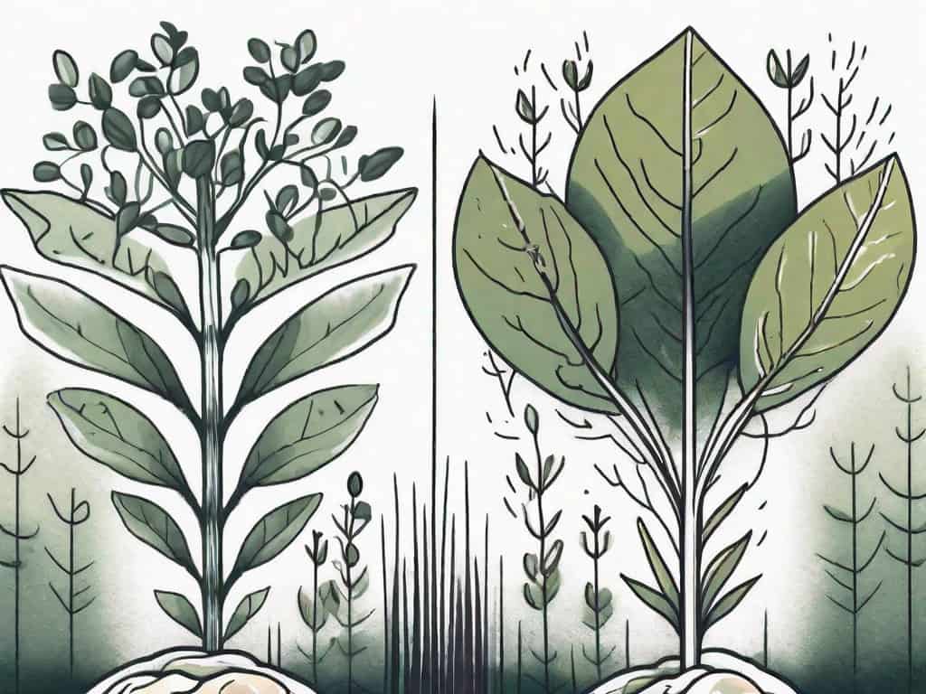 Two distinct plants side by side