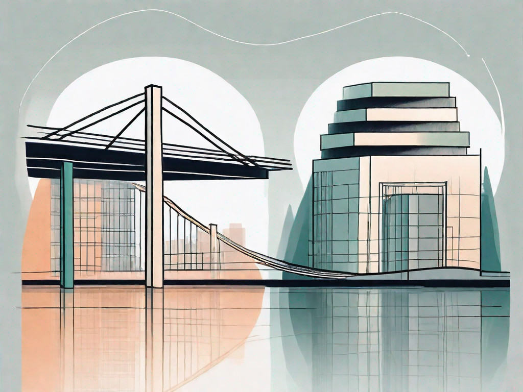 Two buildings representing different companies