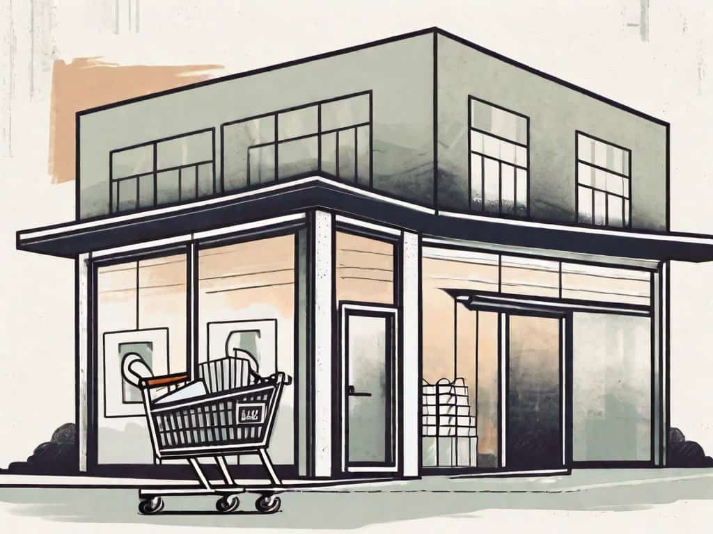 A business building with a large "for sale" sign