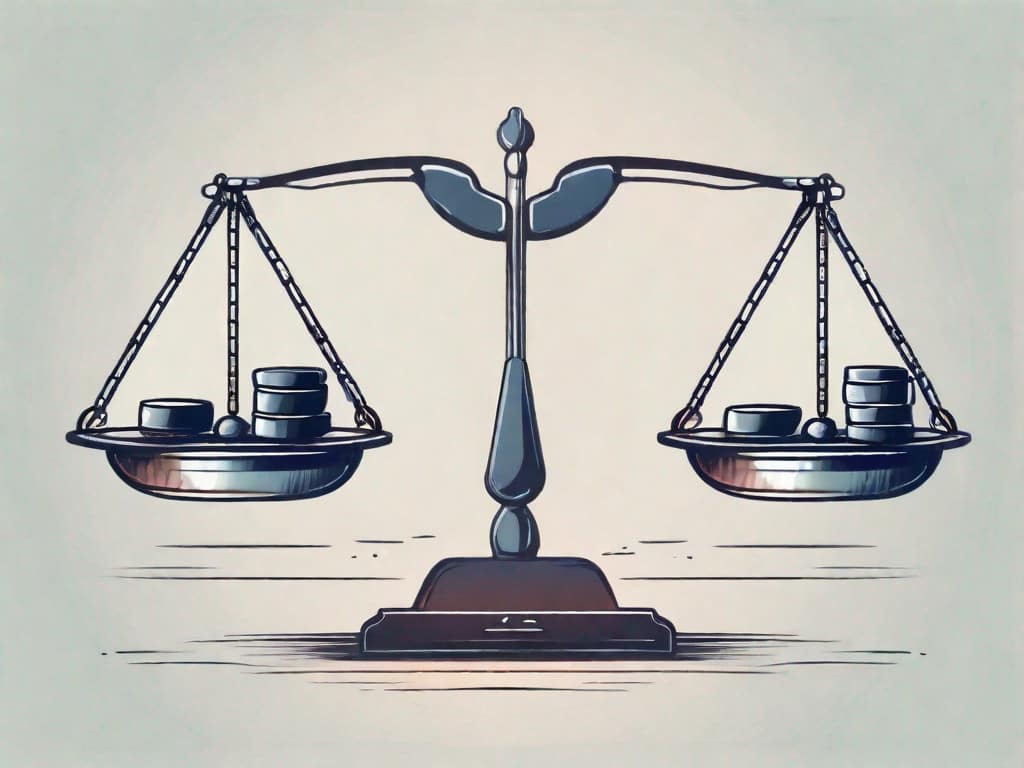 A business establishment being traded with a set of balance scales