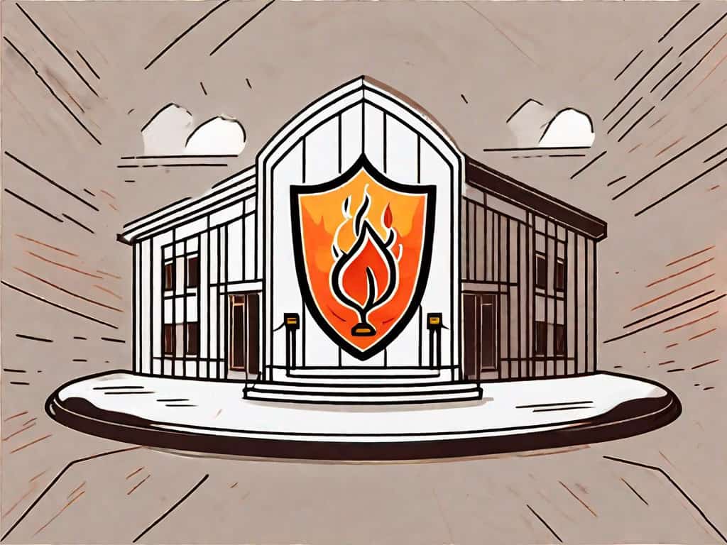 A business establishment surrounded by flames