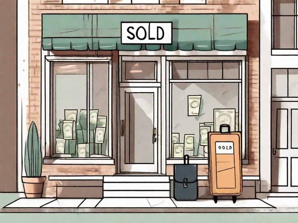 A business storefront with a sold sign
